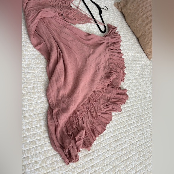 Free People Adella Maxi Slip Rose Pink Lace Dress - Picture 11 of 16